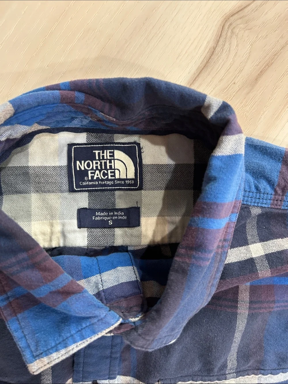 The North Face Men's Navy and Blue Plaid Button-Down Shirt